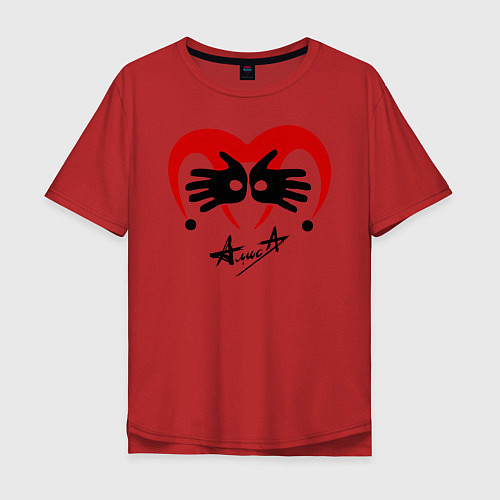 Мужская футболка оверсайз Черная метка - Алиса / Красный – фото 1