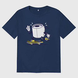 Футболка оверсайз мужская Туалетная бумага на скейте, цвет: тёмно-синий