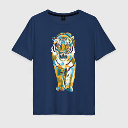 Футболка оверсайз мужская Тигр-грация, цвет: тёмно-синий