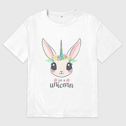 Футболка оверсайз мужская Заяц, цвет: белый