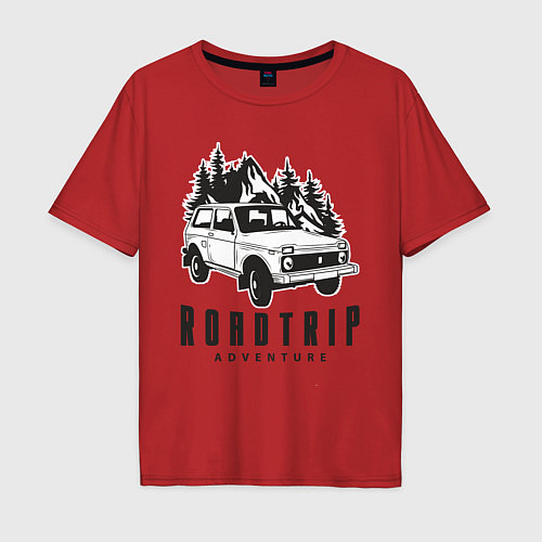 Мужская футболка оверсайз Niva roadtrip / Красный – фото 1