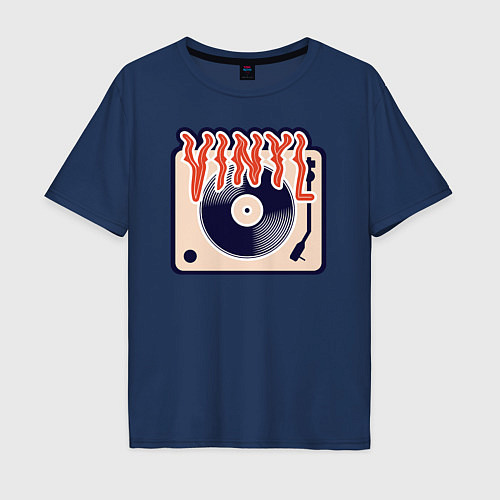 Мужская футболка оверсайз Винил Vinyl DJ / Тёмно-синий – фото 1
