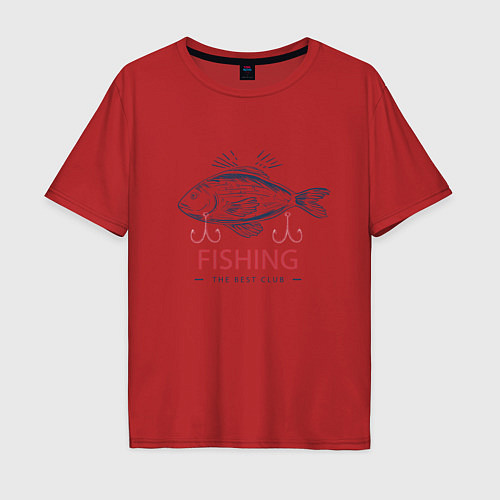 Мужская футболка оверсайз Лучший рыболовный клуб / Красный – фото 1