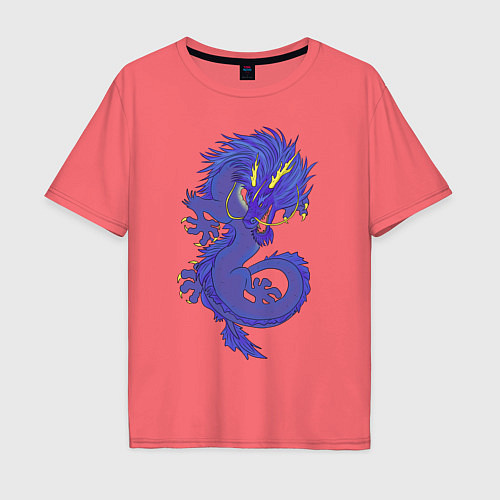 Мужская футболка оверсайз Blue dragon / Коралловый – фото 1