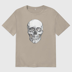 Футболка оверсайз мужская Реалистичный рисунок Черепа, цвет: миндальный