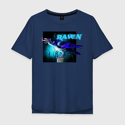 Мужская футболка оверсайз Зомби ворон / Тёмно-синий – фото 1