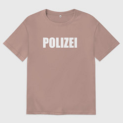 Мужская футболка оверсайз POLIZEI Полиция Надпись Белая
