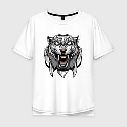 Мужская футболка оверсайз Серый Тигр