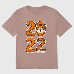 Футболка оверсайз мужская Год тигра, цвет: пыльно-розовый