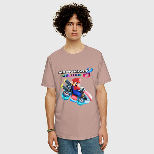 Мужская футболка оверсайз Выше Марио только звёзды / Пыльно-розовый – фото 3
