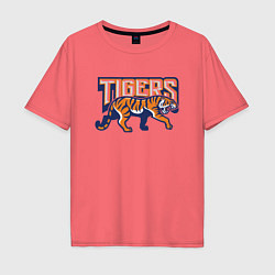 Футболка оверсайз мужская Tigers, цвет: коралловый