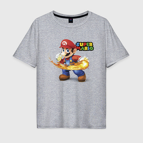 Мужская футболка оверсайз Марио очень крутой! / Меланж – фото 1