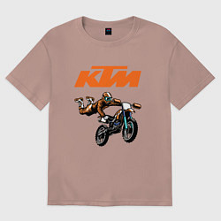 Футболка оверсайз мужская KTM МОТОКРОСС Z, цвет: пыльно-розовый