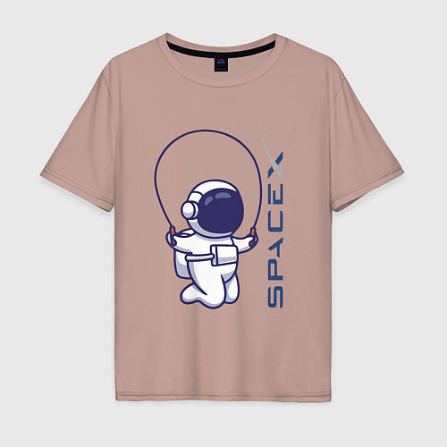 Мужская футболка оверсайз Освоение космоса / Пыльно-розовый – фото 1