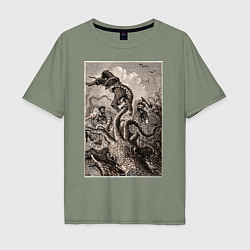 Мужская футболка оверсайз Кракен морское чудовище