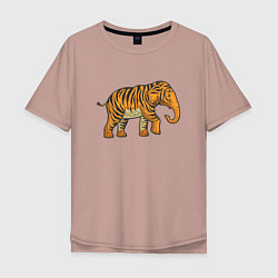 Футболка оверсайз мужская Тигровый слон, цвет: пыльно-розовый