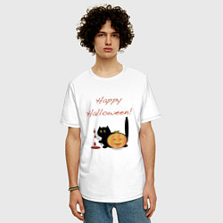 Футболка оверсайз мужская Happy Halloween!, цвет: белый — фото 2