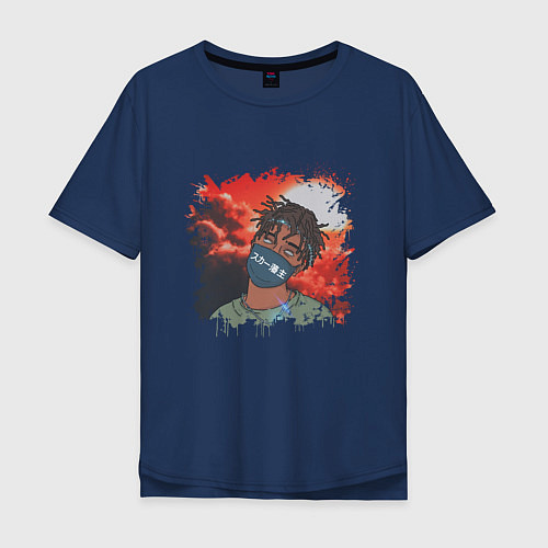 Мужская футболка оверсайз Listhrop Scarlxrd Z / Тёмно-синий – фото 1