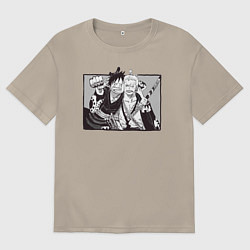 Футболка оверсайз мужская Луффи и Зоро вместе, цвет: миндальный