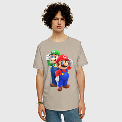 Футболка оверсайз мужская Mario Bros, цвет: миндальный — фото 2