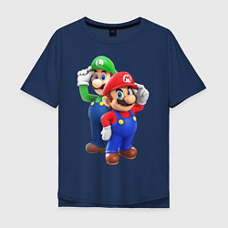 Футболка оверсайз мужская Mario Bros, цвет: тёмно-синий