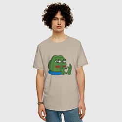 Футболка оверсайз мужская Pepe love пепе лов, цвет: миндальный — фото 2