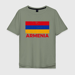 Футболка оверсайз мужская Armenia Flag, цвет: авокадо
