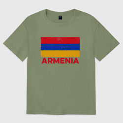 Футболка оверсайз мужская Armenia Flag, цвет: авокадо