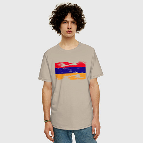 Мужская футболка оверсайз Армения - Флаг / Миндальный – фото 3