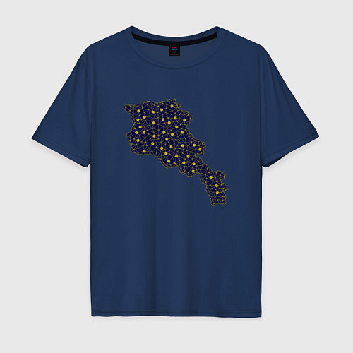 Мужская футболка оверсайз Space Armenia / Тёмно-синий – фото 1