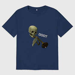 Футболка оверсайз мужская Дудец Trumpet Skull, цвет: тёмно-синий