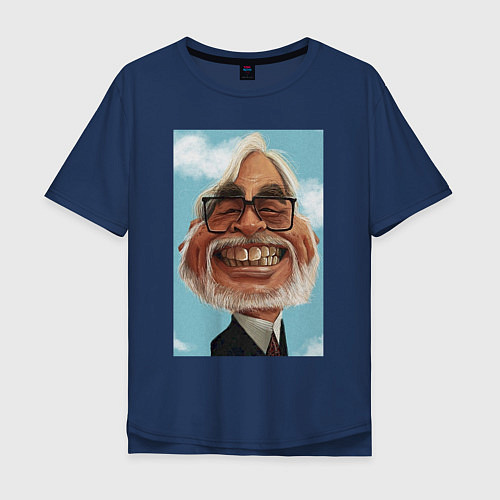 Мужская футболка оверсайз Ghibli Miyazaki / Тёмно-синий – фото 1