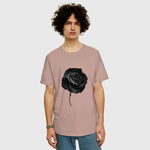 Мужская футболка оверсайз Чёрная роза Black rose / Пыльно-розовый – фото 3