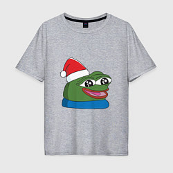 Футболка оверсайз мужская Pepe, pepe happy, Пепе хеппи, pepe happy new year, цвет: меланж