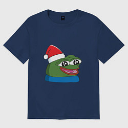 Футболка оверсайз мужская Pepe, pepe happy, Пепе хеппи, pepe happy new year, цвет: тёмно-синий