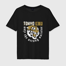 Футболка оверсайз мужская Tiger - Japan, цвет: черный