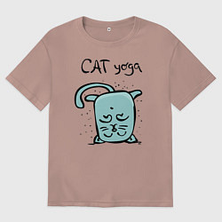 Мужская футболка оверсайз Кот и йога