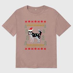 Мужская футболка оверсайз Рождественский свитер Хаски