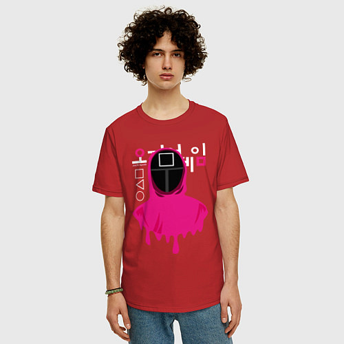 Мужская футболка оверсайз Игра в кальмара: Страж / Красный – фото 3