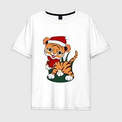 Мужская футболка оверсайз Зимний тигр
