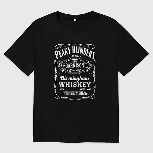 Мужская футболка оверсайз Острые козырьки этикетка Виски / Черный – фото 1