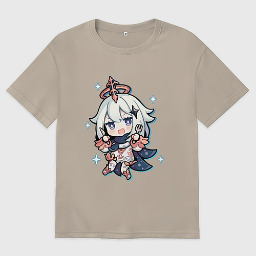 Мужская футболка оверсайз Paimon тян / Миндальный – фото 1