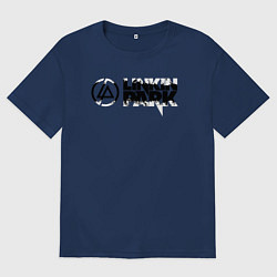 Футболка оверсайз мужская Линкин Парк Лого ЧБ Рок Linkin Park, цвет: тёмно-синий