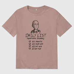 Мужская футболка оверсайз Лист супергеройских тренировок Сайтамы