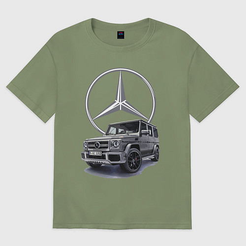 Мужская футболка оверсайз Mercedes Gelendwagen G63 AMG G-class G400d / Авокадо – фото 1