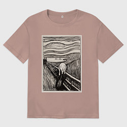 Футболка оверсайз мужская Эдвард Мунк Крик 1895, цвет: пыльно-розовый
