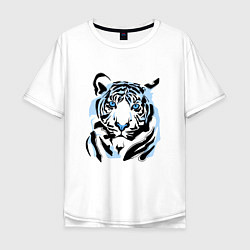 Мужская футболка оверсайз Line Blue Tiger