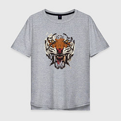 Мужская футболка оверсайз Angry Tiger watercolor
