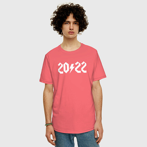 Мужская футболка оверсайз 2022 ACDC / Коралловый – фото 3