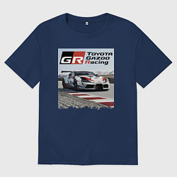 Футболка оверсайз мужская Toyota Gazoo Racing - легендарная спортивная коман, цвет: тёмно-синий